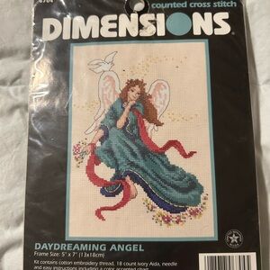 Daydreaming Angel Cross Stitch Kit - Multicolor